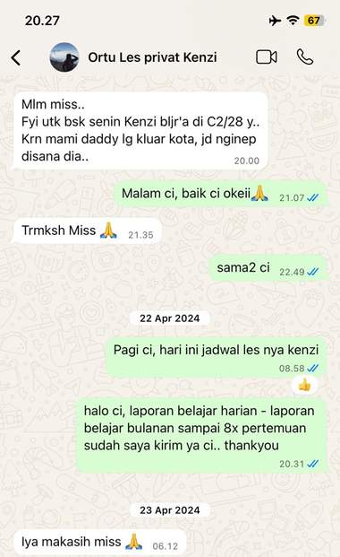 Bukti Orang Tua Les Privat