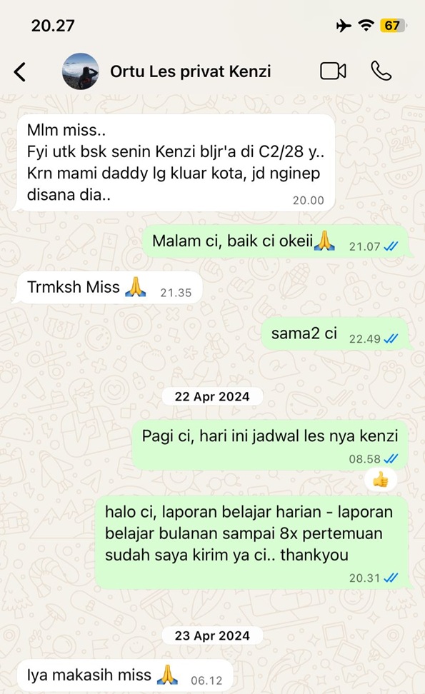 Bukti Orang Tua Les Privat